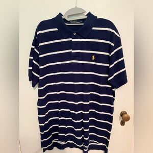 Men's Polo by Ralph Lauren Navy & White Striped Shirt Size XL